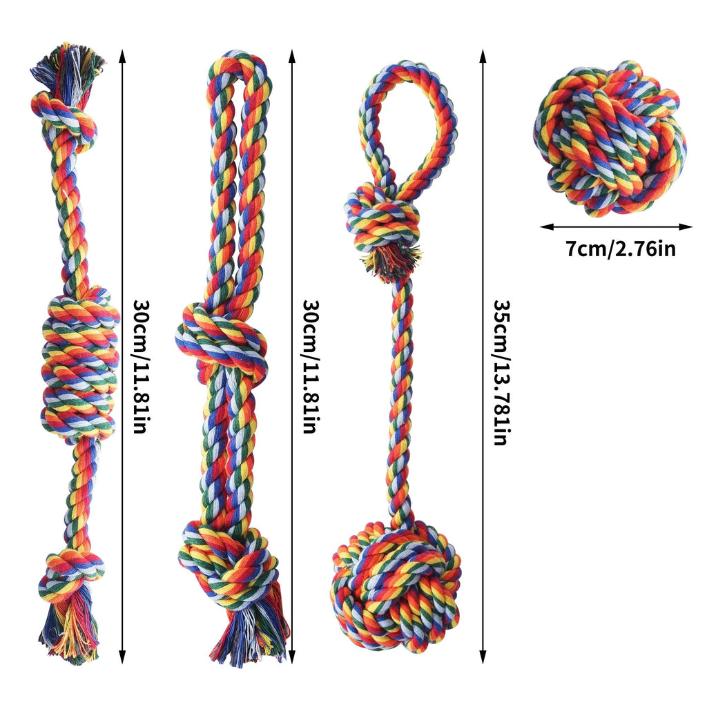 Assorted 4PCS Puppy Rope Chew Toys for Small Dogs Durable Teething and Interactive Playing Knotted Dog Toys