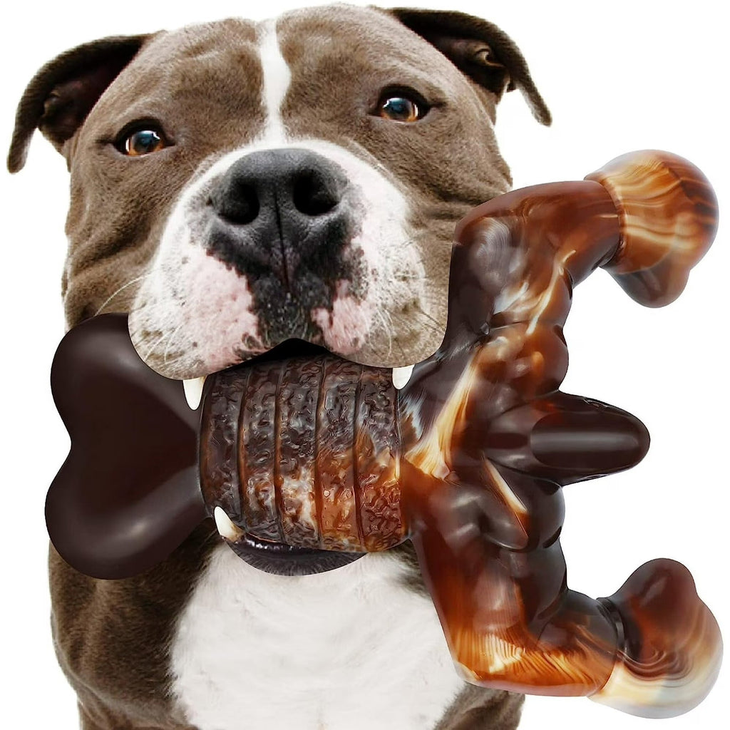 Brown Lobster-Shaped Dog Chew Toy for Aggressive Chewers, Durable Nylon Chew Toy for Large and Medium Dogs, Bacon Flavored Indestructible Chew Toy