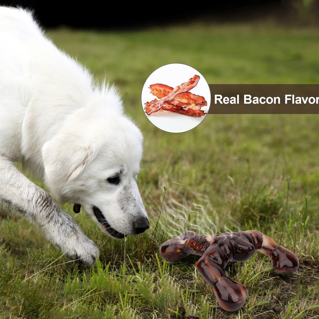 Brown Lobster-Shaped Dog Chew Toy for Aggressive Chewers, Durable Nylon Chew Toy for Large and Medium Dogs, Bacon Flavored Indestructible Chew Toy