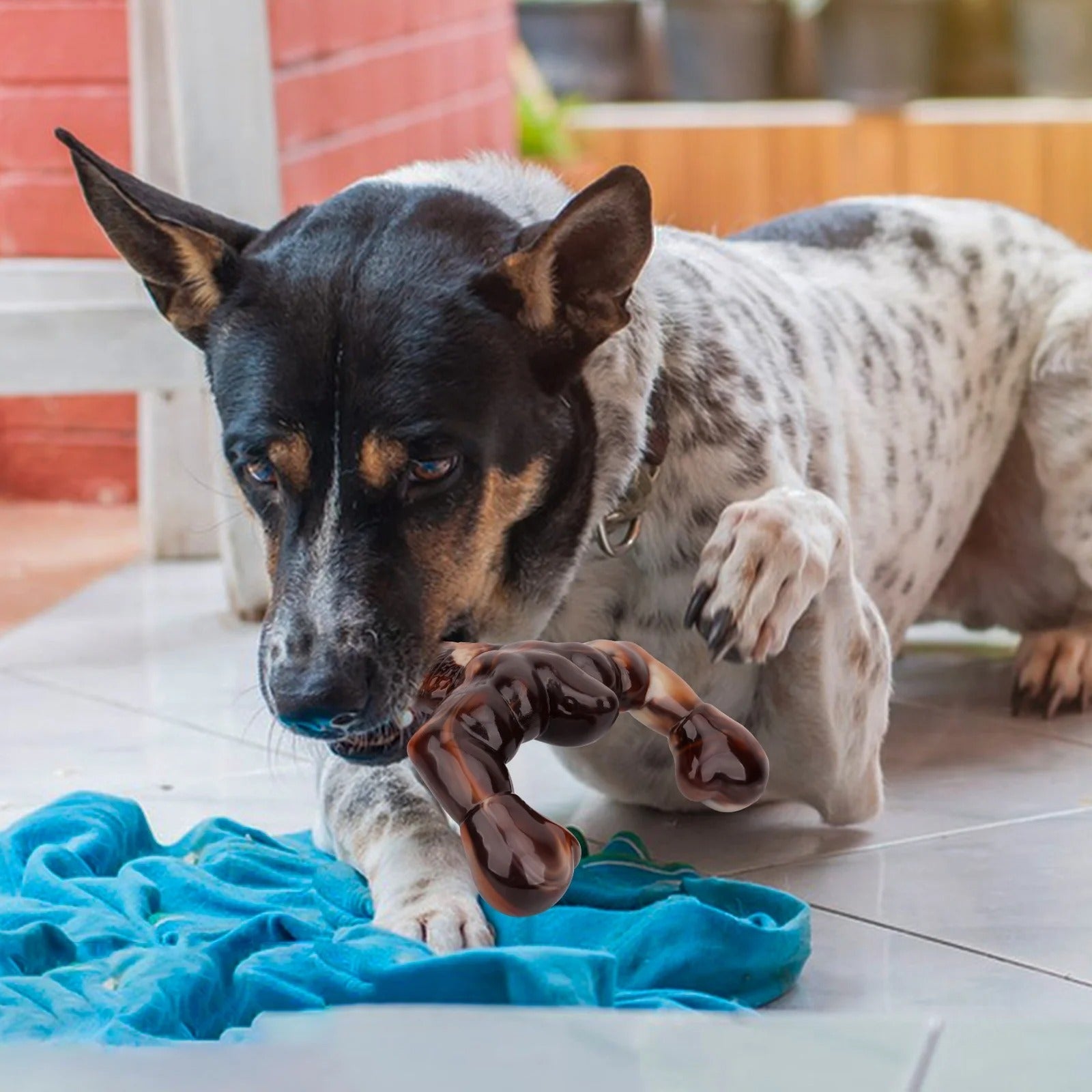 Brown Lobster-Shaped Dog Chew Toy for Aggressive Chewers, Durable Nylon Chew Toy for Large and Medium Dogs, Bacon Flavored Indestructible Chew Toy