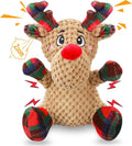Red Plush Squeaky Dog Toy with Crinkle Paper, Interactive Chew Toy for Puppies, Small, Medium Dogs, Holiday and Training Fun Pet Toy
