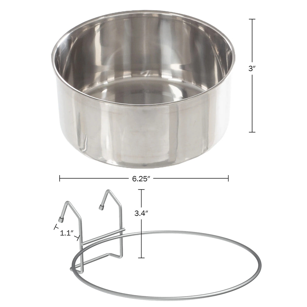 Set of 2 Stainless-Steel Hanging Dog Bowls with Elevated Stand, 50.4oz Each, Durable No-Spill Pet Feeding Bowls for Dogs, Cats, and Small Animals