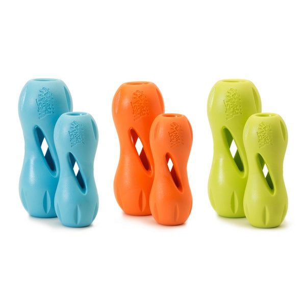 Interactive Dog Treat Dispensing Chew Toy Puzzle for Boredom Relief, Durable Food Holder Toy for Small and Large Dogs, Aqua / Tangerine / Green
